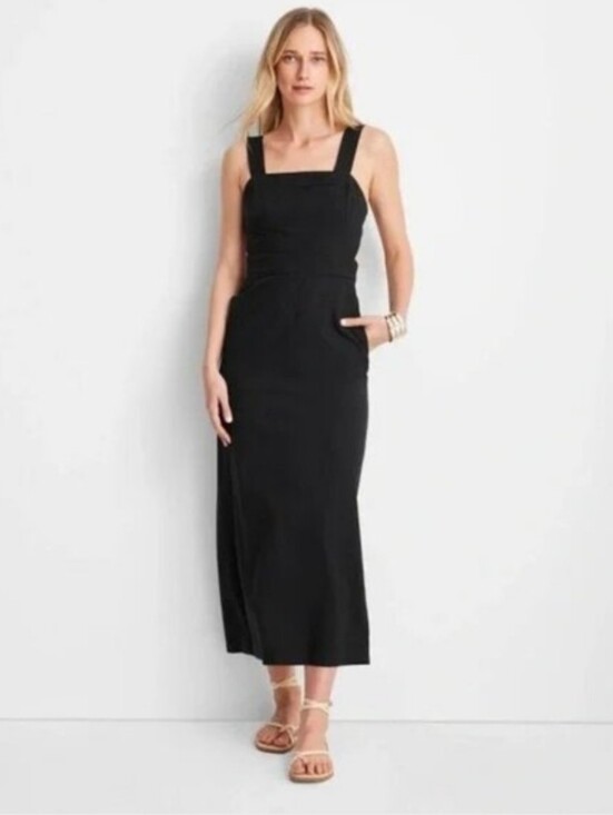 Future Collective Dresses & Skirts - Future Collective Maxi Dress Black Linen With Bow